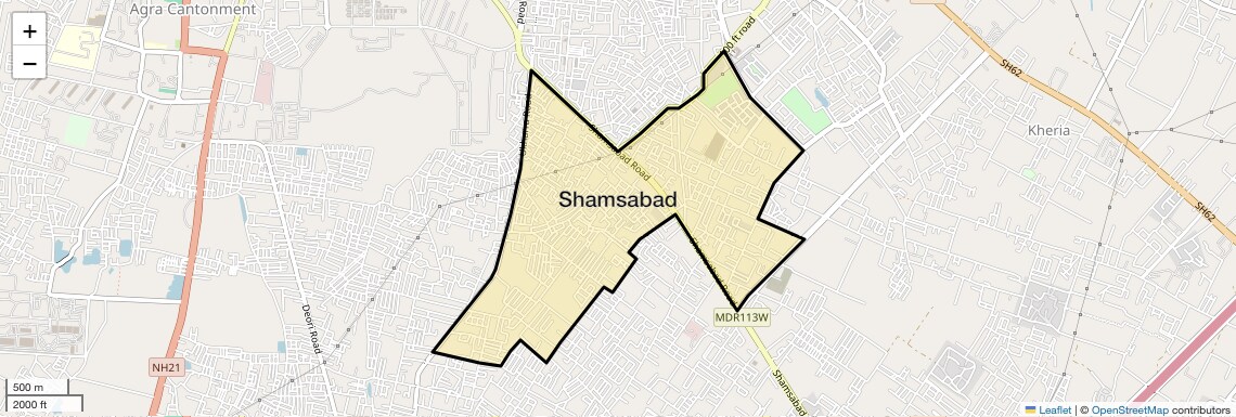Location Map of Shamsabad, Agra