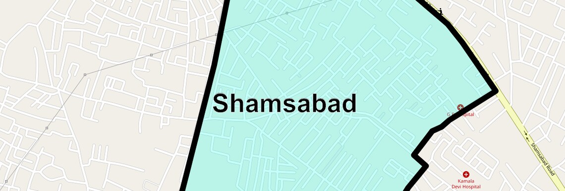 Location Map of Shamsabad, Agra