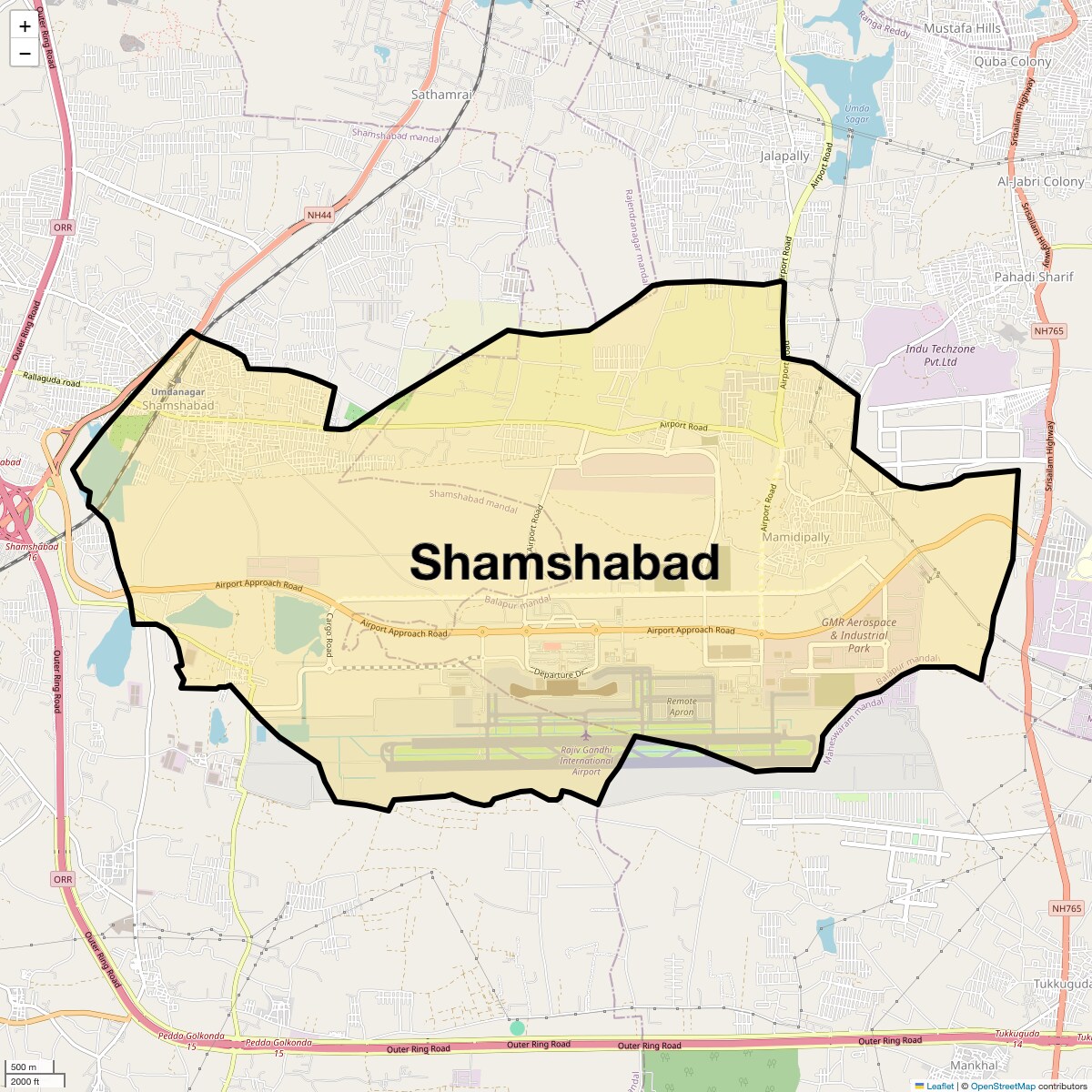 Location Map of Shamshabad, Hyderabad