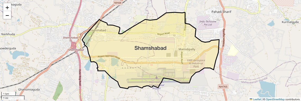 Location Map of Shamshabad, Hyderabad
