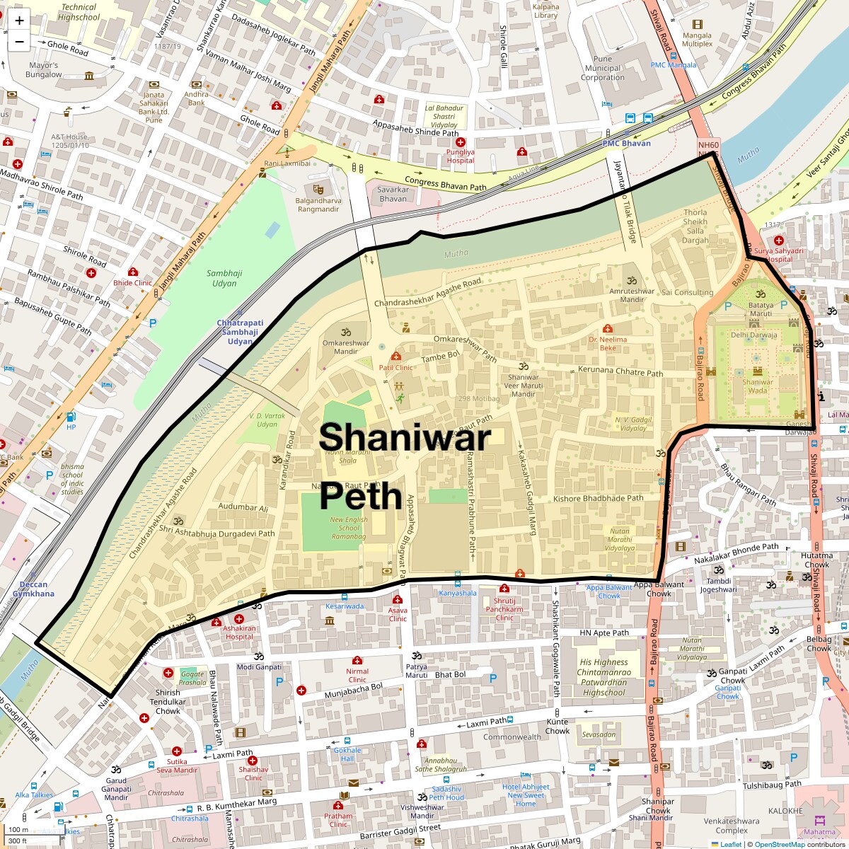 Location Map of Shaniwar Peth, Pune