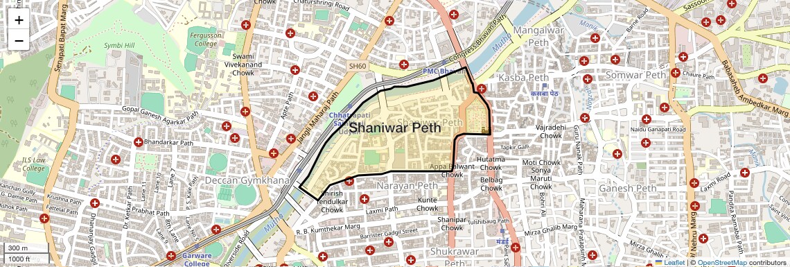 Location Map of Shaniwar Peth, Pune
