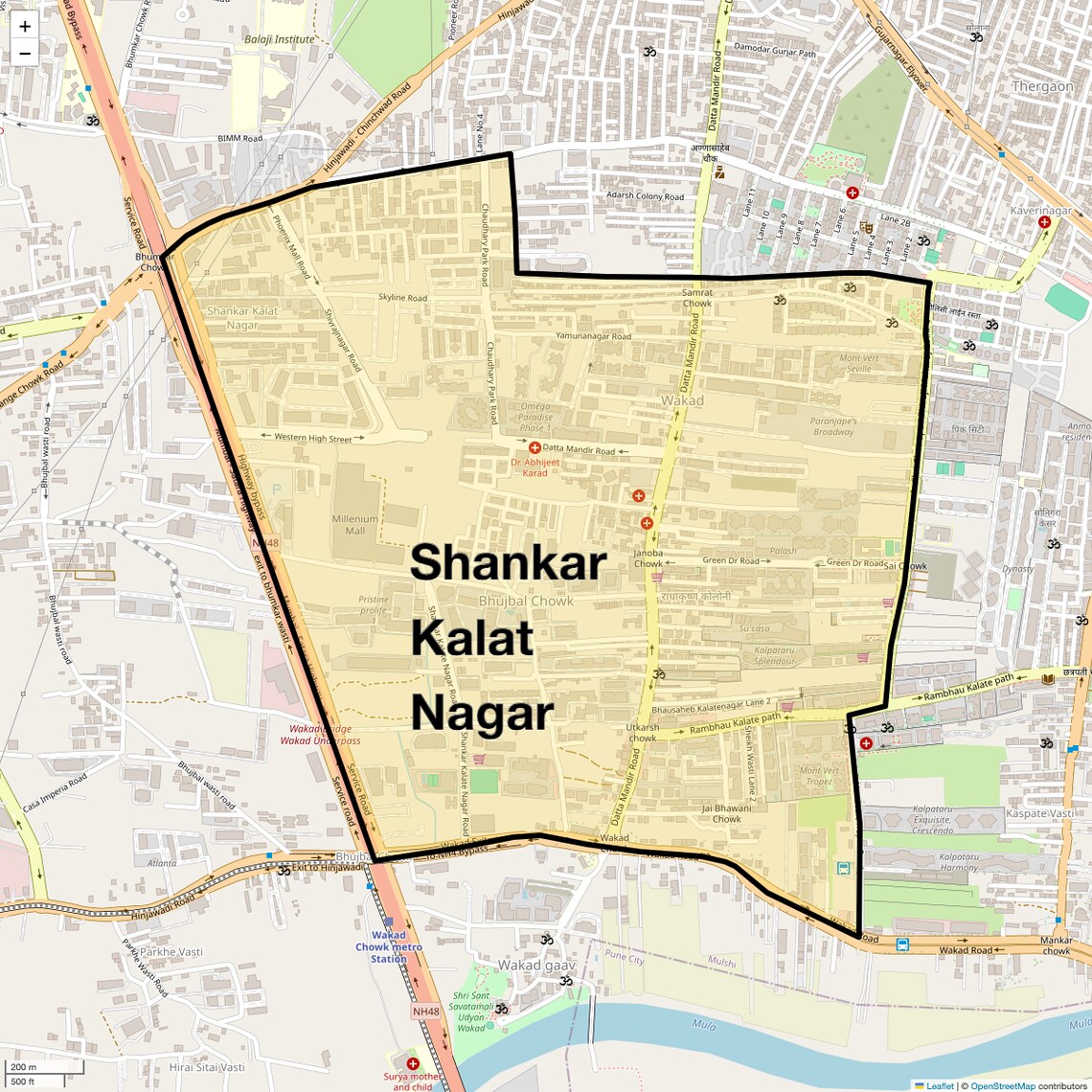 Location Map of Shankar Kalat Nagar, Pune