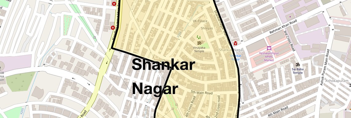 Location Map of Shankar Nagar, Bangalore