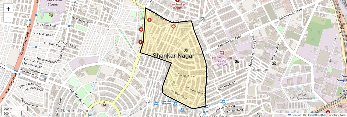 Location Map of Shankar Nagar, Bangalore