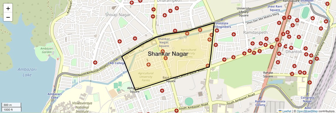 Location Map of Shankar Nagar, Nagpur