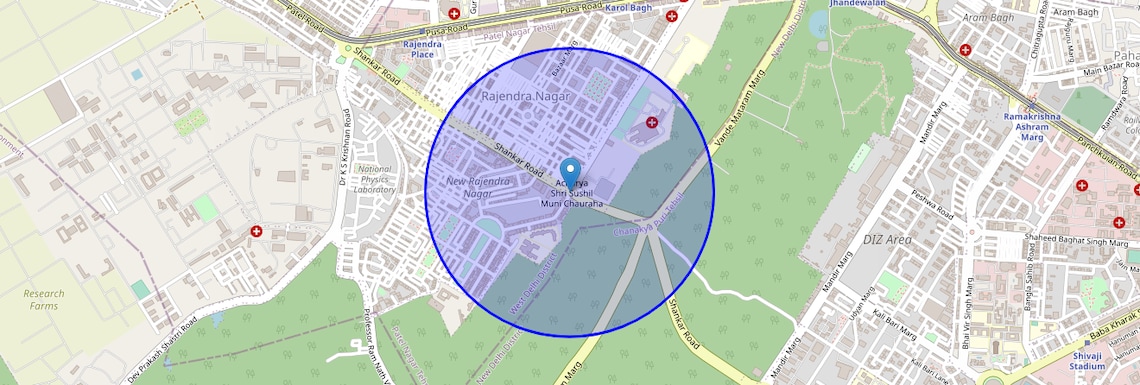 Location Map of Shankar Road, Delhi
