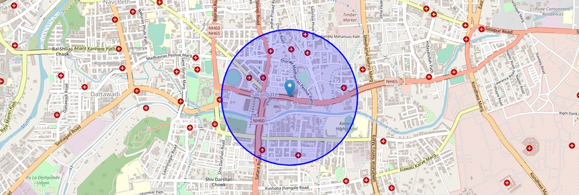 Location Map of Shankar Sheth Road, Pune