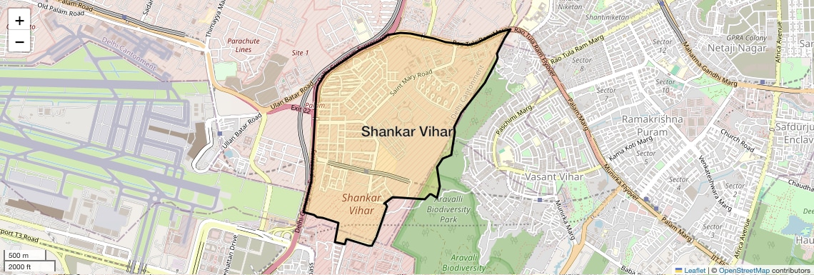 Location Map of Shankar Vihar, Delhi