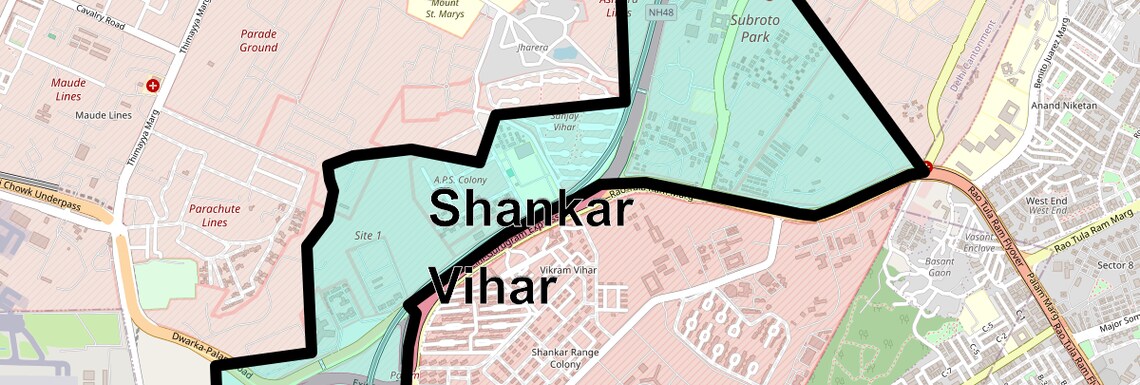 Location Map of Shankar Vihar, Delhi