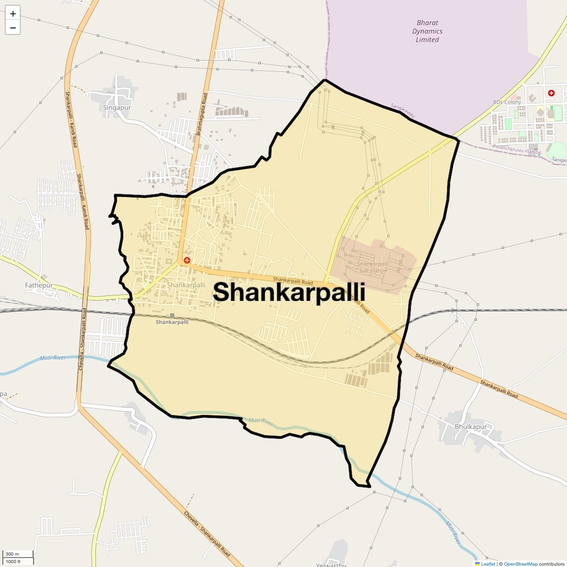 Location Map of Shankarpalli, Hyderabad
