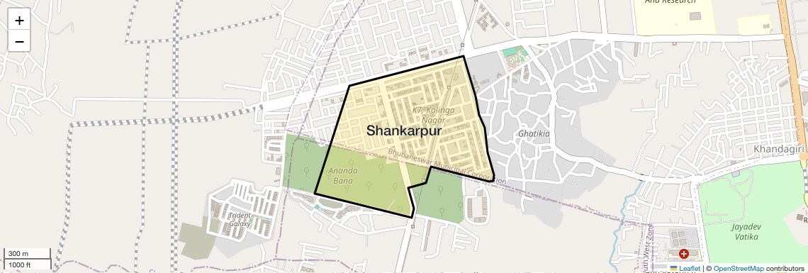 Location Map of Shankarpur, Bhubaneswar