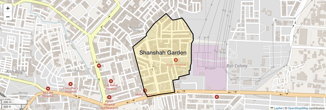 Location Map of Shanshah Garden, Bhopal
