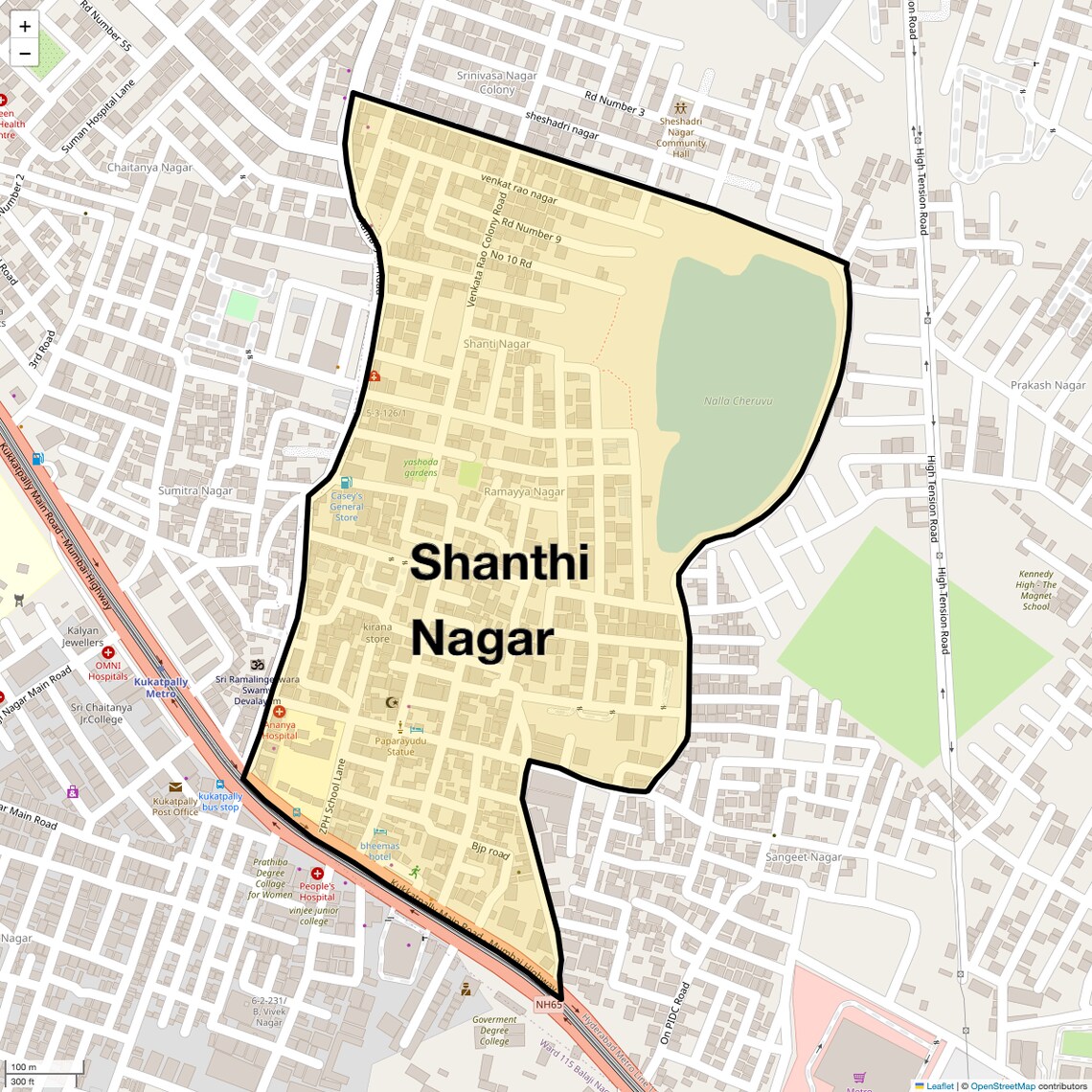 Location Map of Shanthi Nagar, Hyderabad