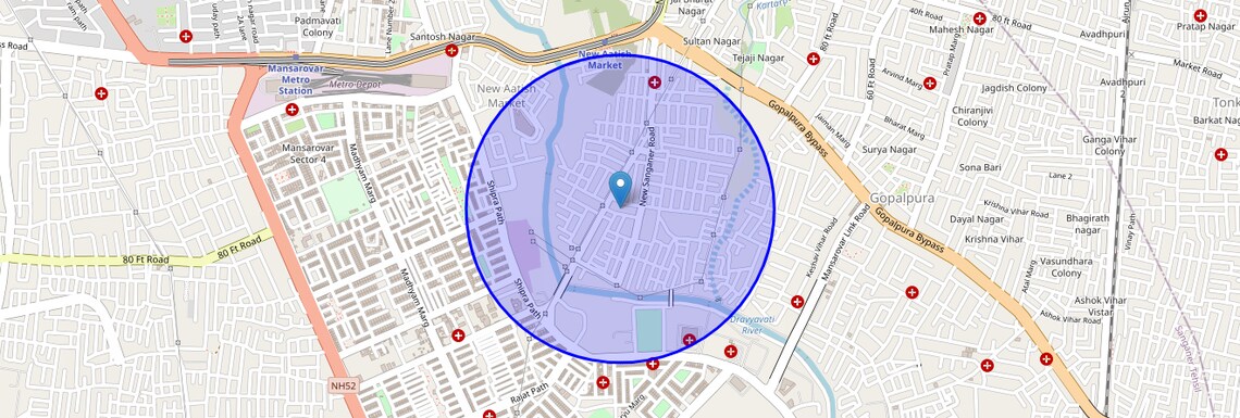 Location Map of Shanthi Nagar, Jaipur