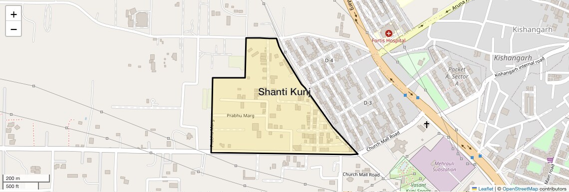Location Map of Shanti Kunj, Delhi