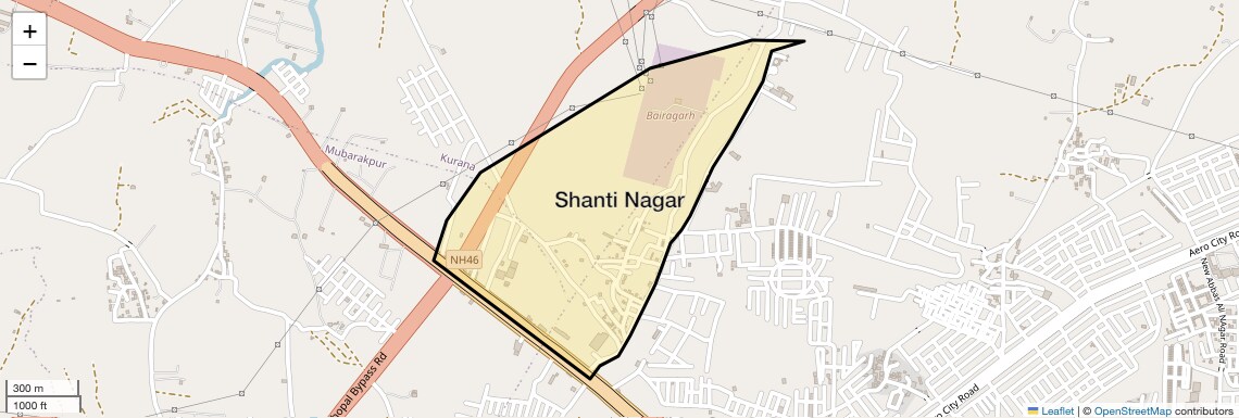 Location Map of Shanti Nagar, Bhopal