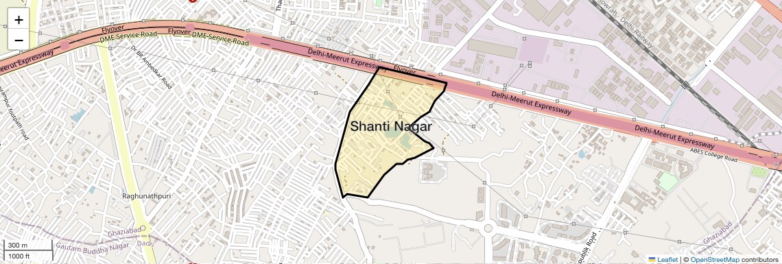 Location Map of Shanti Nagar, Ghaziabad