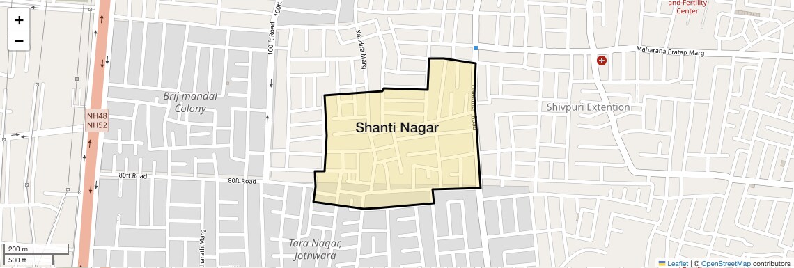 Location Map of Shanti Nagar, Jaipur