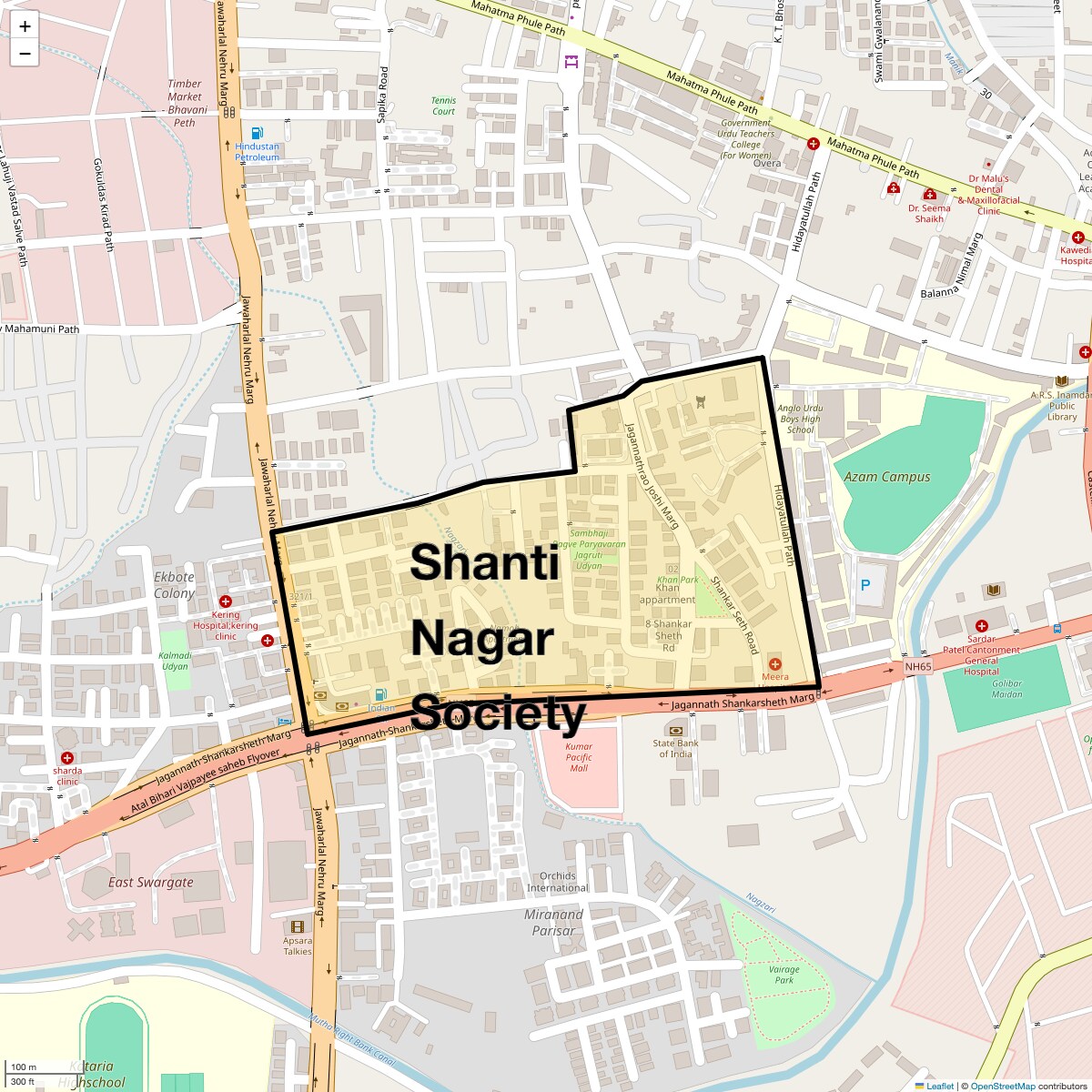 Location Map of Shanti Nagar Society, Pune