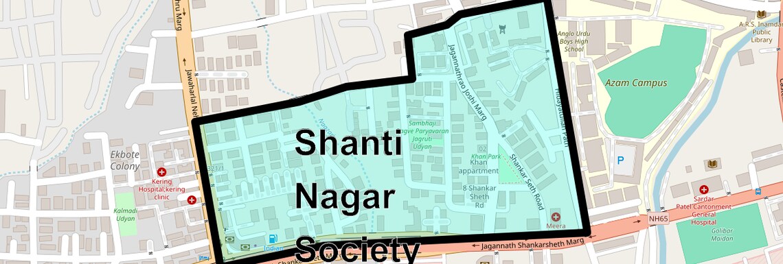 Location Map of Shanti Nagar Society, Pune
