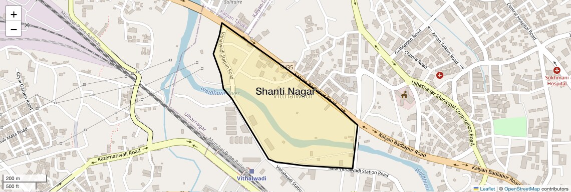 Location Map of Shanti Nagar, Thane