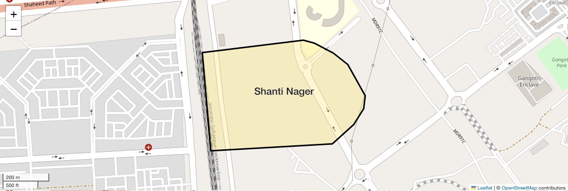Location Map of Shanti Nager, Lucknow