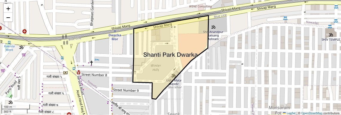 Location Map of Shanti Park Dwarka, Delhi