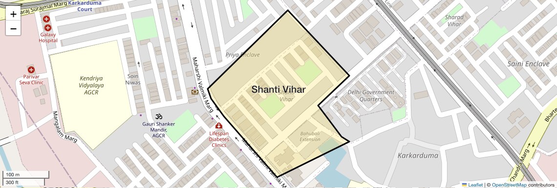 Location Map of Shanti Vihar, Delhi