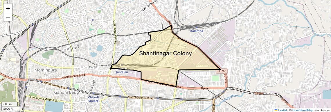 Location Map of Shantinagar Colony, Nagpur