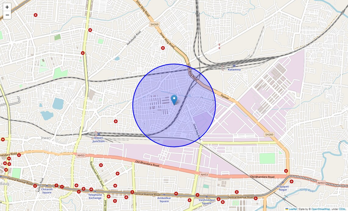 Location Map of Shantinagar Colony, Nagpur