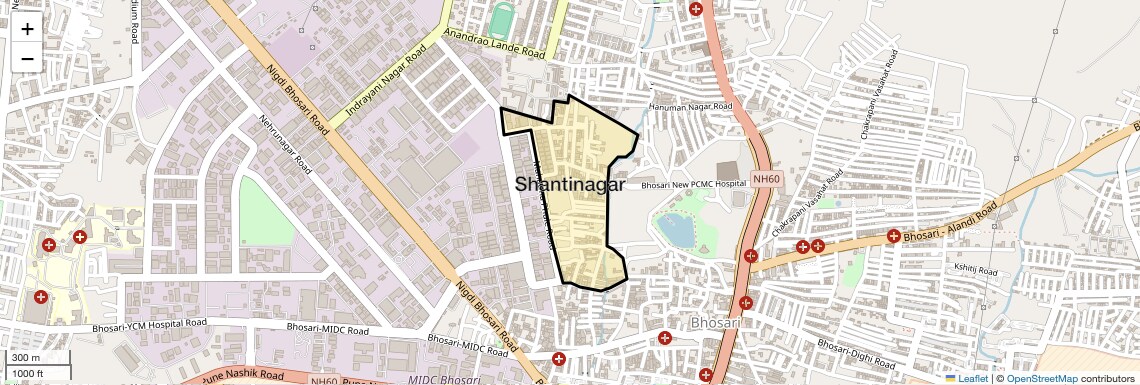 Location Map of Shantinagar, Pune