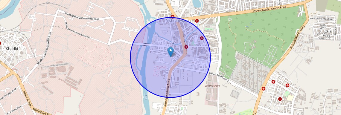 Location Map of Shantinagar, Pune
