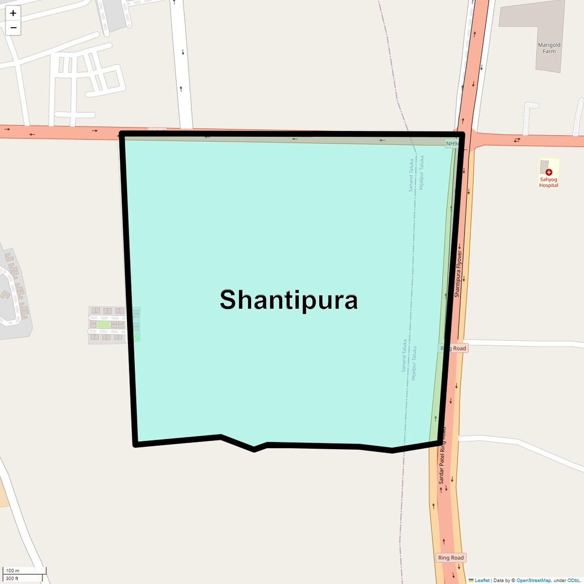 Location Map of Shantipura, Ahmedabad