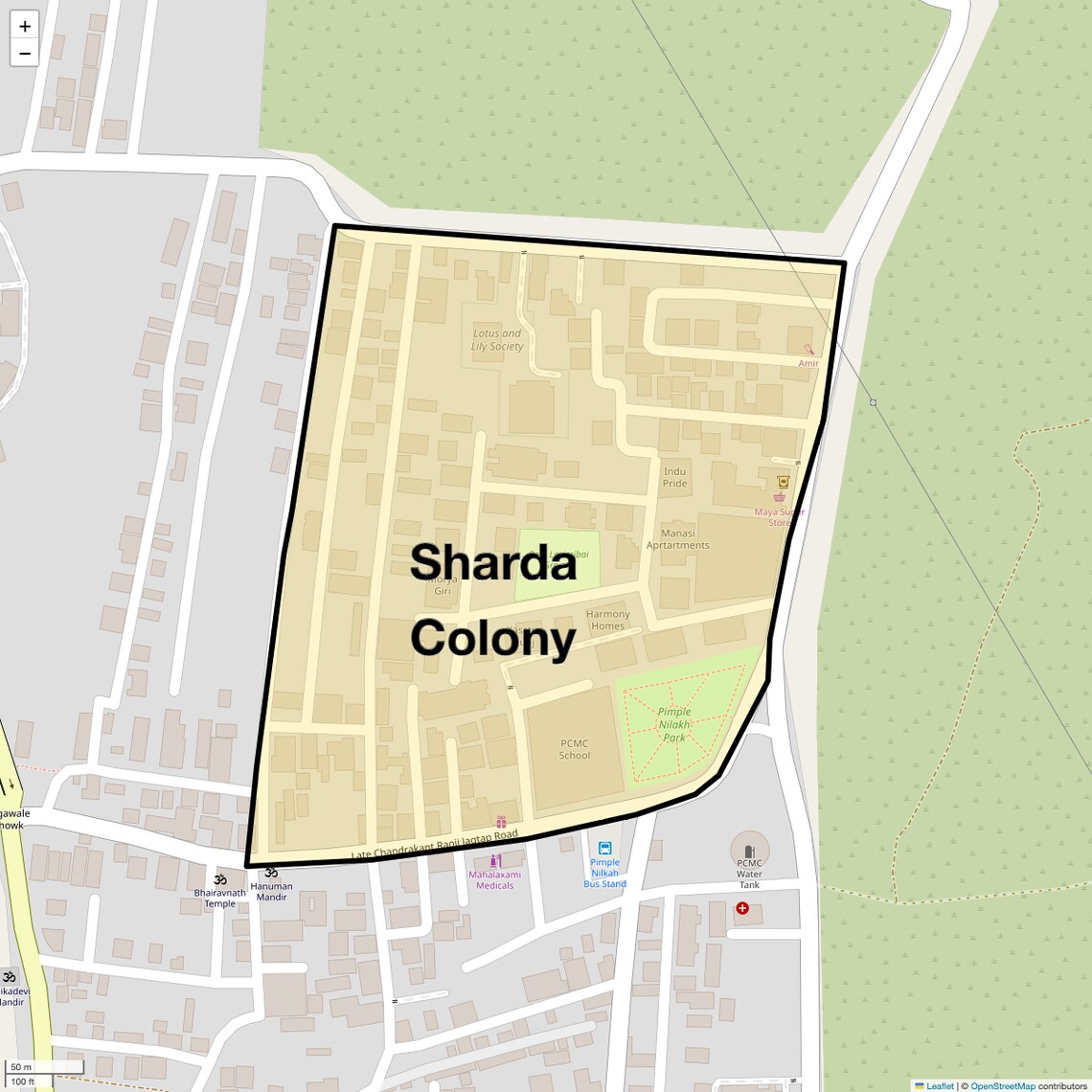 Location Map of Sharda Colony, Pune
