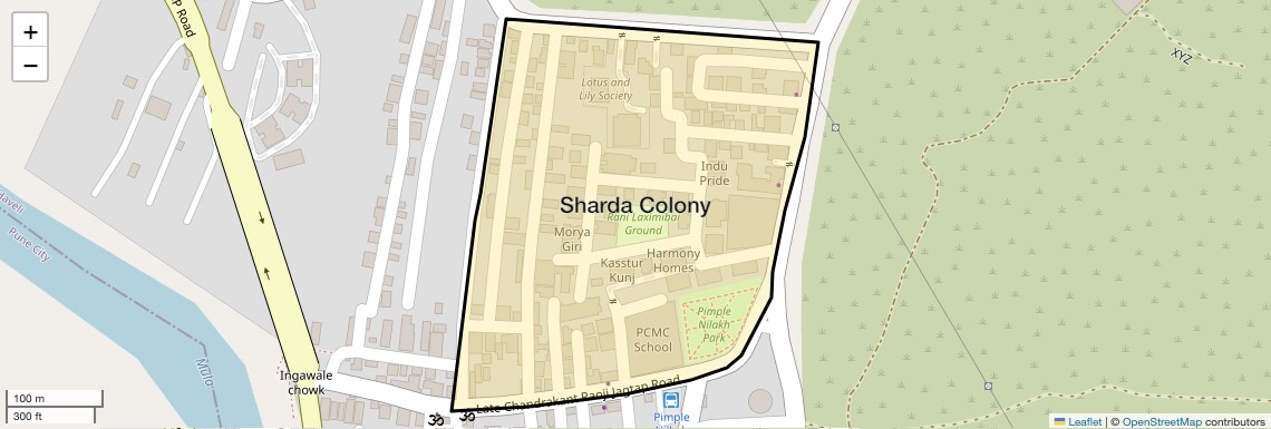 Location Map of Sharda Colony, Pune