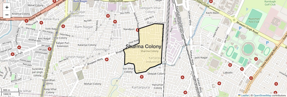Location Map of Sharma Colony, Jaipur