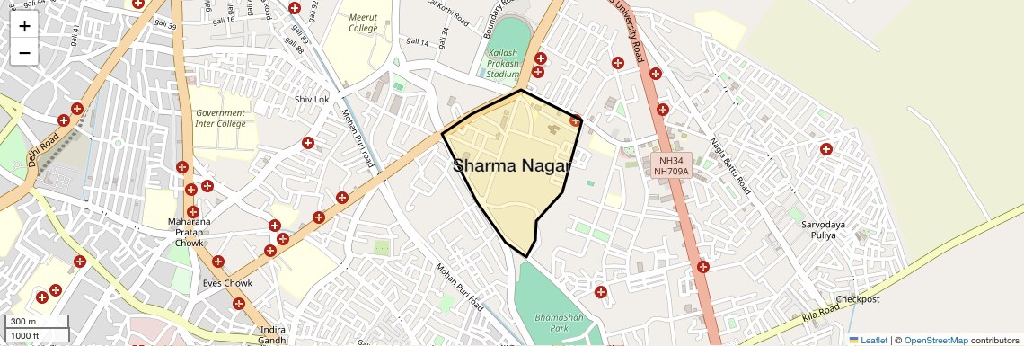 Location Map of Sharma Nagar, Meerut