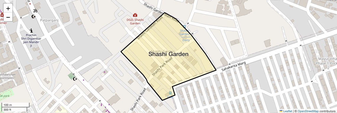 Location Map of Shashi Garden, Delhi