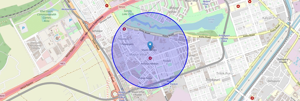 Location Map of Shashi Garden, Delhi