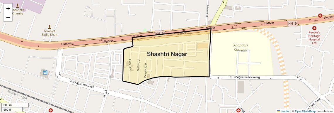 Location Map of Shashtri Nagar, Agra