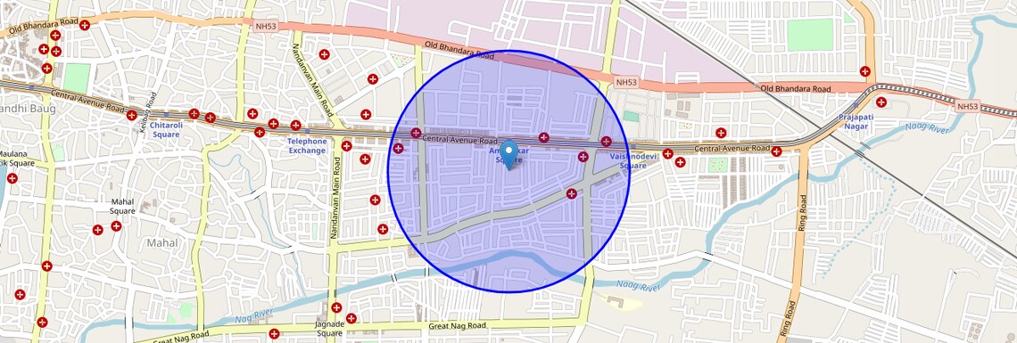 Location Map of Shashtri Nagar, Nagpur