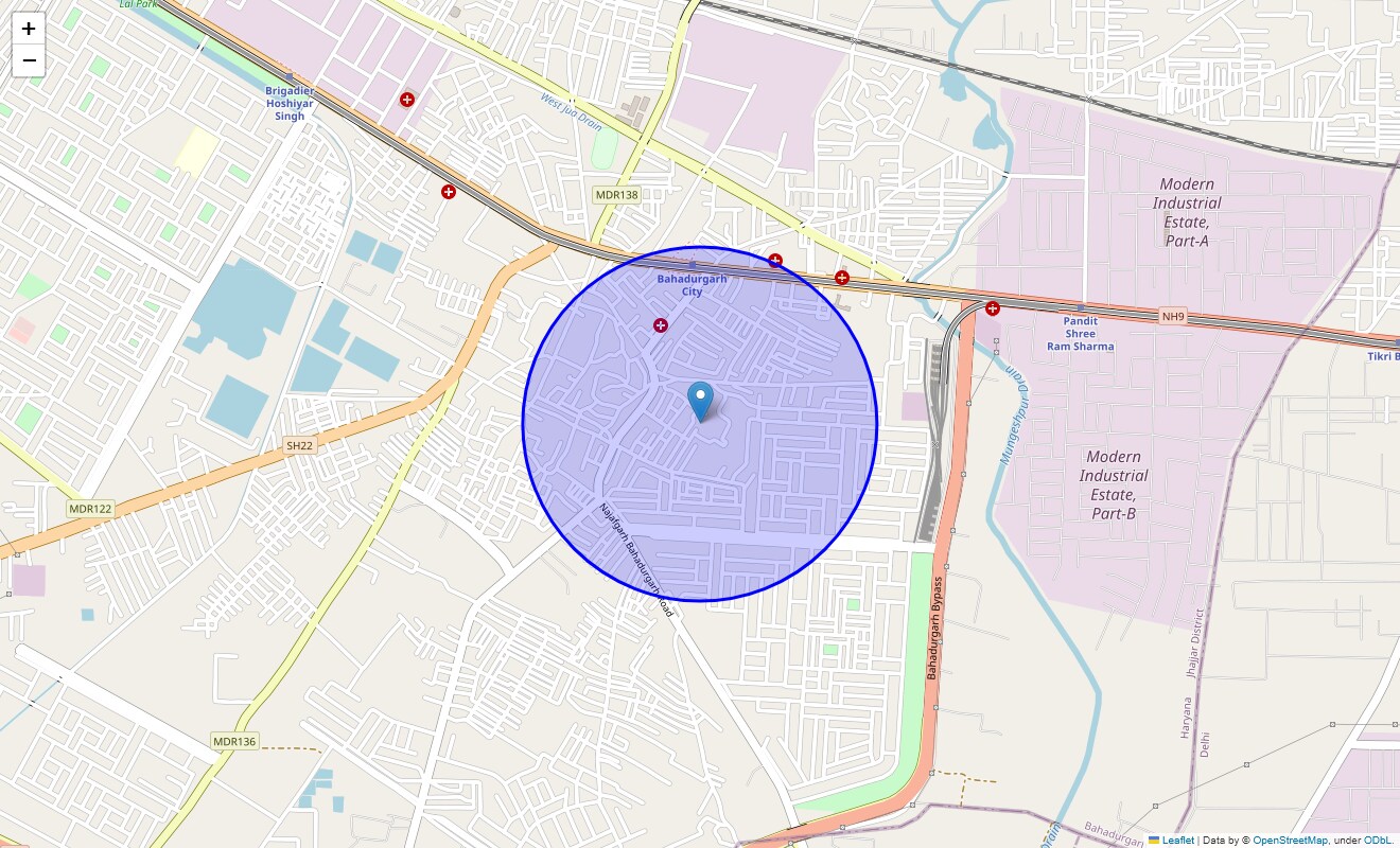 Location Map of Shastri nagar, Bahadurgarh