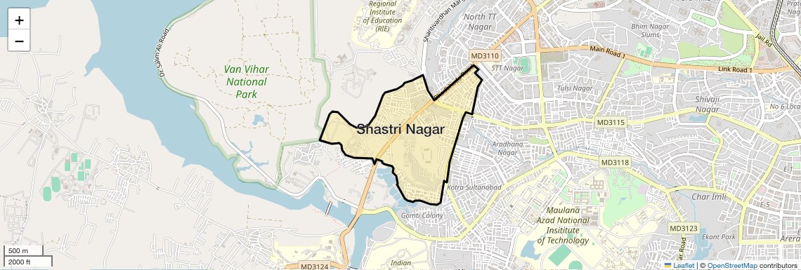Location Map of Shastri Nagar, Bhopal