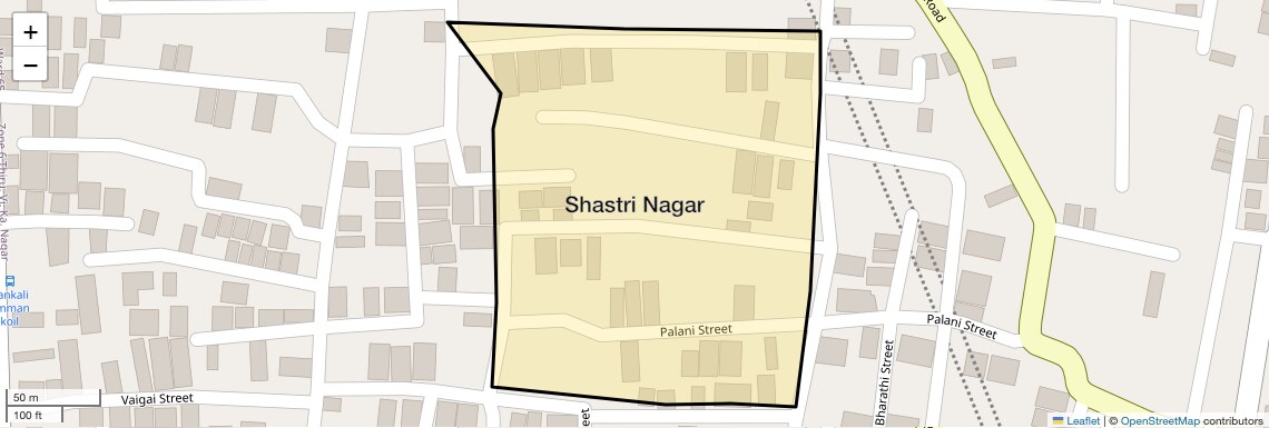 Location Map of Shastri Nagar, Chennai