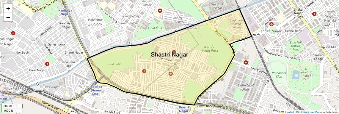 Location Map of Shastri Nagar, Delhi