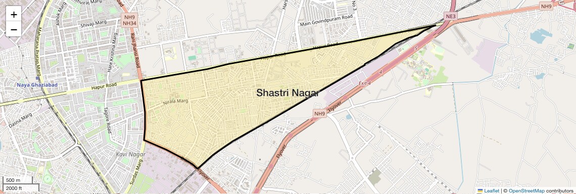 Location Map of Shastri Nagar, Ghaziabad