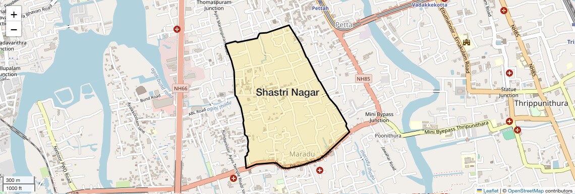 Location Map of Shastri Nagar, Kochi