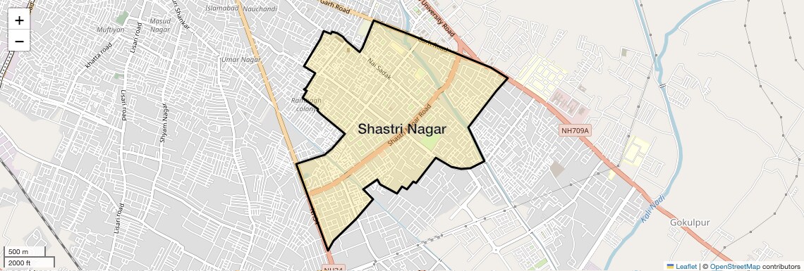 Location Map of Shastri Nagar, Meerut