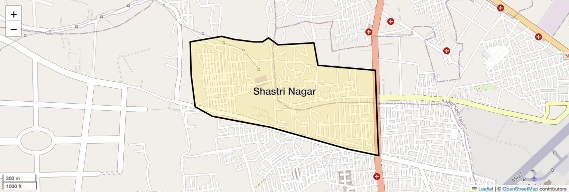 Location Map of Shastri Nagar, Rajkot